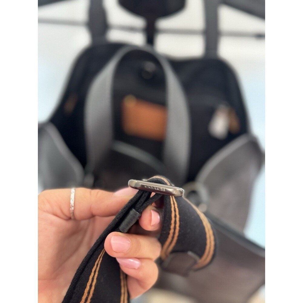 COACH Signature Field Tote 40 Charcoal and Black Pebble Leather C7674 - Picture 8 of 16